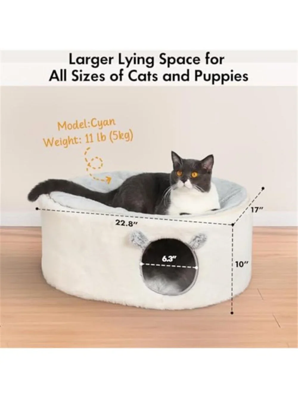 Cat Cave Bed Enclosed Pet Bed Cat Condo Hideaway Plush Washable
